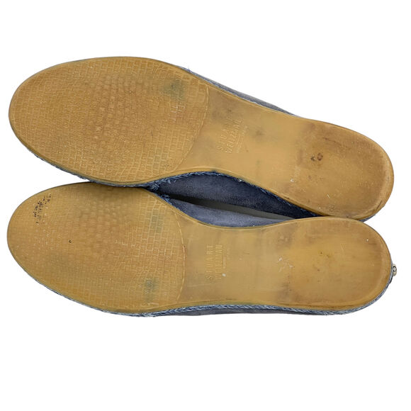 Stuart Weitzman Blue Mirror Flat 6.5 Cap Toe Tipadrille Espadrille Loafer FLAW - Picture 7 of 10
